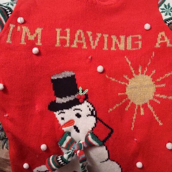 No Boundaries Size S Light up Red Sweater Snowman I'm Having a Meltdown - Picture 7 of 12